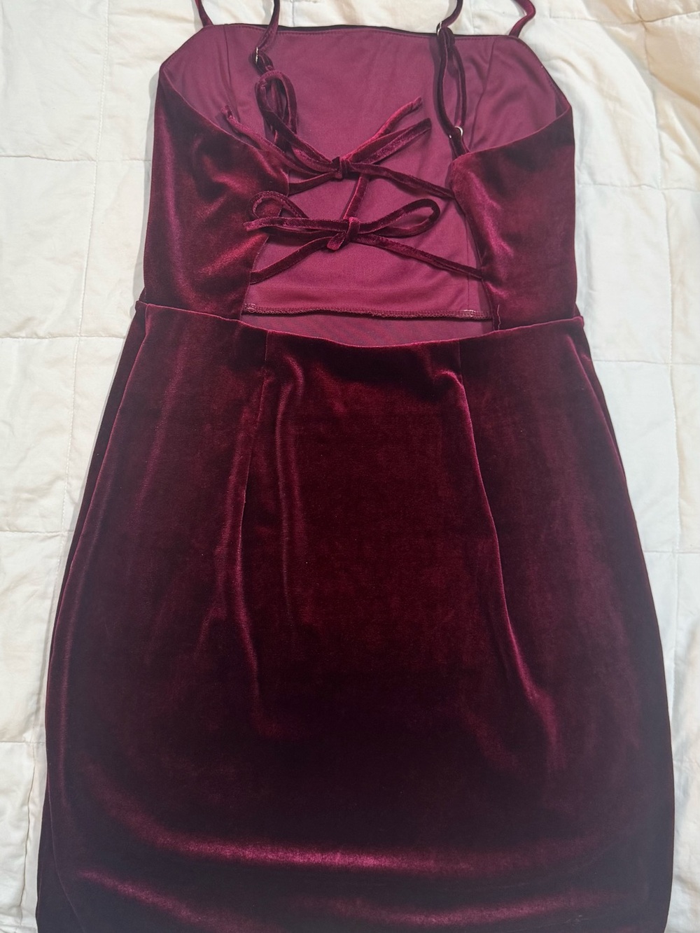 Urban Outfitters Burgundy Velvet Tie Back Mini Dress Size M Party Cocktail - Picture 4 of 8